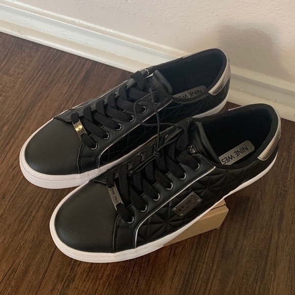 New | NINE WEST Lerosa Quilted Low Top Sneakers |Black Fashion Sneakers | 6.5 - Picture 3 of 7